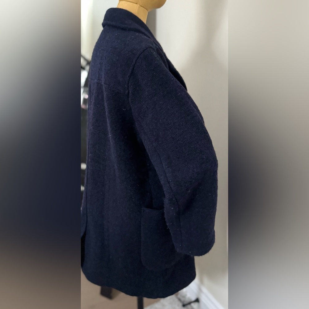 ROOTS Dark Blue Double-Breasted Wool Blend Pea Coat (XXS) - Picture 5 of 8